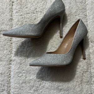 Pre-worn Silver, Sparkly high heels, size 9.5
